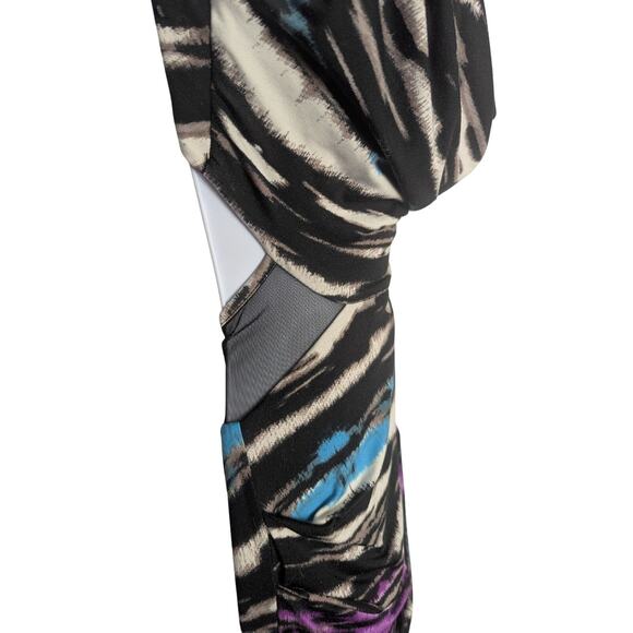 Bebe Dress Womens XXS Y2K Bodycon Mini Party HOCO Stretchy Clubwear Mesh Cut Out - Picture 6 of 12